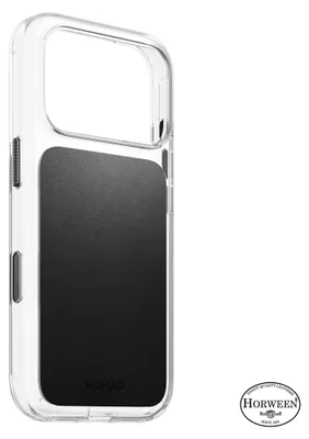 Productafbeelding van Nomad Clear Horween lederen hoesje iPhone 18 Pro – UV-blokkerend materiaal tegen vergeling – Bescherming tegen vallen tot 2,4 meter – Compatibel met MagSafe en Qi2 opladen - Zwart