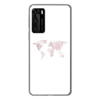 Produktbild von MuchoWow® Handyhülle Schutzhülle Hülle für Huawei P40 Weltkarte - Marmor - Rosa Silikon Softcase Handy Hülle - Handytasche