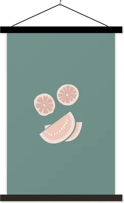 Produktbild von MuchoWow® Textilposter Sommer - Obst - Pastell 120x180 cm mit schwarzem Rahmen - Fotos