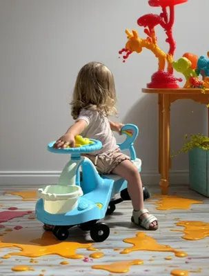 Image de Wiggle Car aux couleurs pastel - bleu, rose, vert - véhicule pour enfants à utiliser à l'extérieur, à partir de 2 ans et demi, charge maximale 100 kg