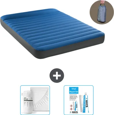 Obrázok produktu pre Intex Airbed - pre 2 osoby - 152 x 203 x 22 cm - modrá - vrátane čerpadla - pripevneného prestieradla a súpravy na opravu