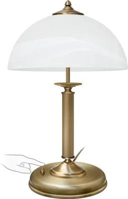 Produktbild von Messing Tischleuchte komfortabel Druckschalter Goldpatina 49cm Ø30cm 2x E14 80W Wohnzimmer Schlafzimmer Büro Leselampe handgefertigt