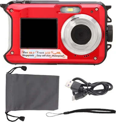 Obrázek produktu pro Full HD 2,7K 48MP 10ft voděodolný digitální fotoaparát 16x zoom přední zadní duální obrazovky Rouge