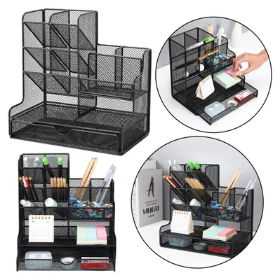 Image de Fournitures de bureau Organiseur Récipient Métal Noir