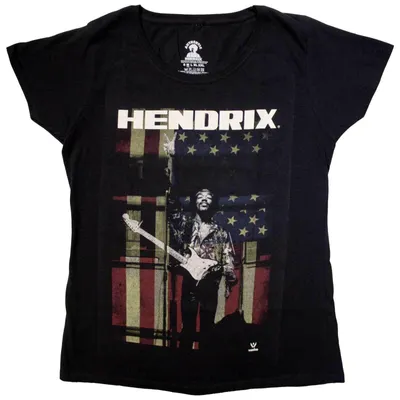 Zdjęcie produktu dla Jimi Hendrix Peace Flag Black S Damskie Koszulka