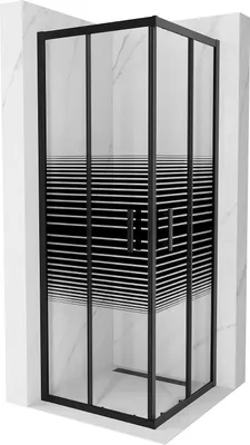 Produktbild von Mexen Rio quadratische Duschkabine 70 x 70 cm, Gestreift, Schwarz - 860-070-070-70-20