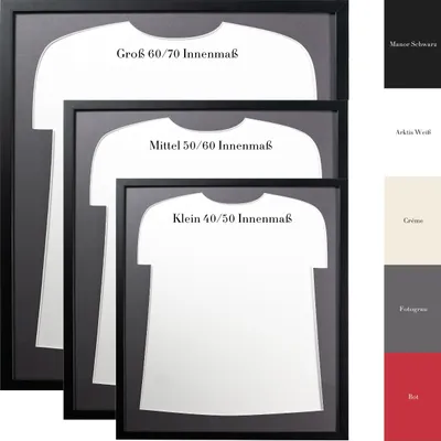 Produktbild von Trikotrahmen mit Passepartout Passepartout in Trikot Form FanFrame- Massivholz Bilderrahmen lackiert, Passepartout:Rot, Objektrahmen-Farbe:Weiß, Trikotrahmen-Größe:Groß