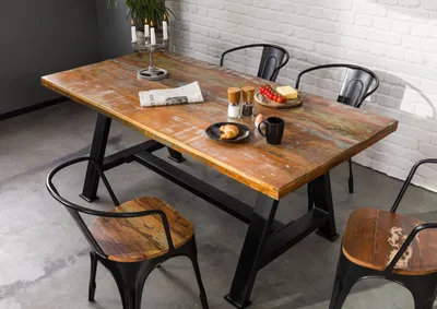 Produktbild von MASSIVMOEBEL24 Esstisch Altholz 220x100x76 mehrfarbig lackiert INDUSTRIAL #81