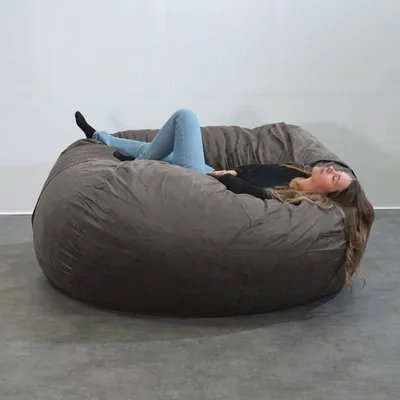 Image de Pouf géant déhoussable microsuède gris 180 cm