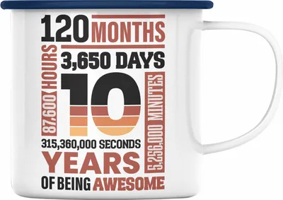 Produktbild von Trendation - 10. Geburtstag Emaille Tasse Geschenk Mädchen Jungs 10 Jahre Alt Geburtstagsgeschenk Idee (Blau)