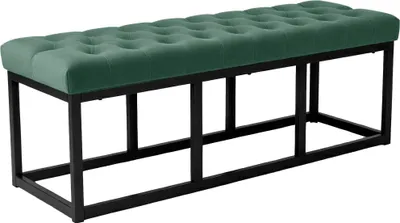 Produktbild von CLP Sitzbank Polson, Modern, Gestell schwarz, Samt, Gesteppt, Bodenschoner, Design grün Größe 120 cm