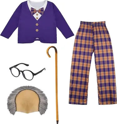 Immagine prodotto di Bristol Novelty - Costume da "vecchietto" - Ragazzi BN5809 (92) (Viola/Beige)