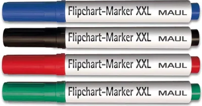 Produktbild von MAUL Flipchartmarker Keilspitze 3,0-6,0 mm 4 Stück rot grün blau schwarz