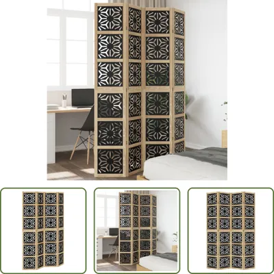 Produktbild von The Living Store 4-tlg. Raumteiler Braun und Schwarz Massivholz Paulownia