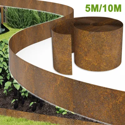 Produktbild von LZQ 10m Rasenkante aus Cortenstahl 14 cm hoch Beeteinfassung mit Rostoptik Rostmetall Rasenkante Metall Wetterfest - Gerade Typ