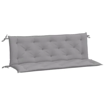 A gray bench cushion on a white background.