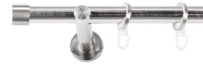 Produktbild von SN Deco Gardinenstange Brest, 19 mm, 1-läufig, Stahl, Komplett-Set mit Ringen, Auflageträger, 360 cm, edelstahl optik