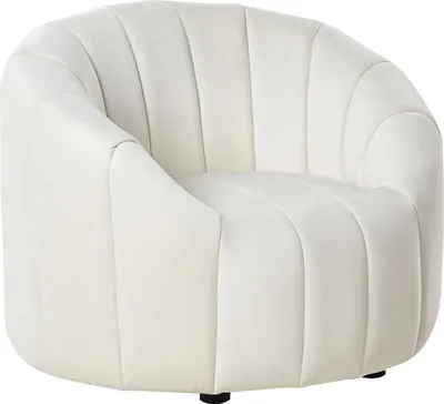 Produktbild von BELIANI Sessel Weiß Samt mit Niedriger Rückenlehne Gesteppt Oval Muschel Form Retro Design Wohnzimmer Schlafzimmer Garderobe Ausstattung Polstersessel