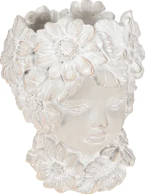 Produktbild von Büste Steinguss Frau Übertopf Antik Deko Vase H21,5cm