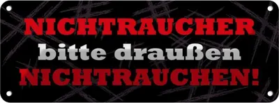 Immagine prodotto di vianmo Insegna di latta 10x27 cm Nichtraucher draußen Nichtrauchen