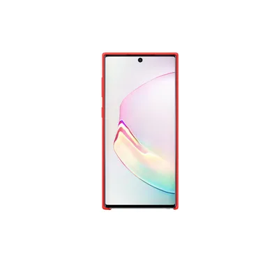 A red phone case is shown on a white background.