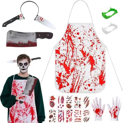 Obrázok produktu pre Kostým zabijaka zombie pre mužov na Halloween, sada, oblečenie, kostým, tetovanie