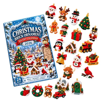 Obrázek produktu pro 3D Adventní Kalendář 24 Dní Vánoční Brick Ornament 24 Stavebnic K Zavěšení Jedna Velikost J