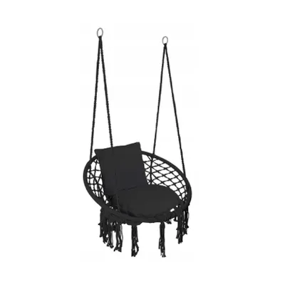 Immagine prodotto di QLS Sedia sospesa con cuscino per giardino e casa Sedia a dondolo fino a 150 kg nero 11299