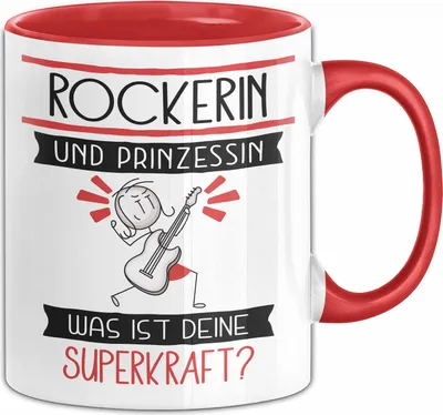 Produktbild von Rockerin Und Prinzessin Tasse Geschenk Für Eine Rockerin Geburtstag Was Ist Deine Superkraft (Rot)