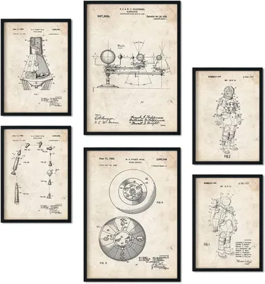 Produktbild von Astronaut Poster Set 6 Stück, A3 und A4, Papier, für Wohnzimmer