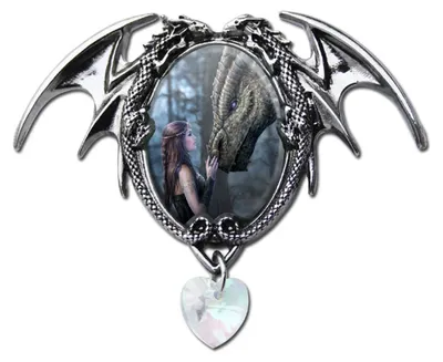 Produktbild von Anne Stokes Anhänger  Es war einmal.. Cabochon Schmuck Drache Elfe Fan
