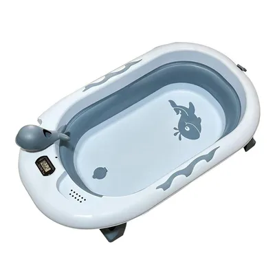 Produktbild von Babybadewanne , Platzsparend faltbar,Ergonomische Badewanne mit Thermometer, geeignet für Neugeborene und Kleinkinder von 0–24 Monaten