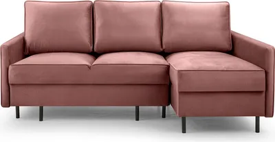 Produktbild von BETTSO Ecksofa mit Schlaffunktion und Bettkasten Scandinavian Design Sofagarnitur Couchgarnitur  Polsterecke Cord stoff EMMA Rosa Rechts