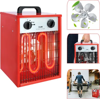 Zdjęcie produktu dla Grzejnik elektryczny XINZI 3KW czerwony - Termowentylator z 3 ustawieniami ciepła, termostatem i zabezpieczeniem przed przeciążeniem, do użytku wewnątrz pomieszczeń, 220-240V