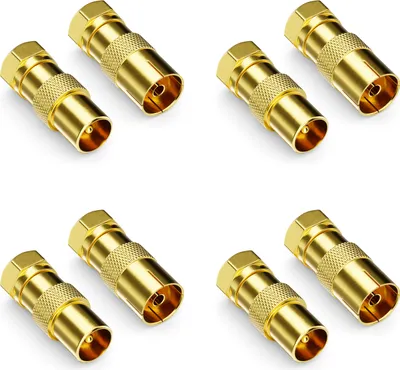 Produktbild von deleyCON 8x SAT Kabel Adapter F-Stecker auf 4x Antennenstecker & 4x Buchse Koax