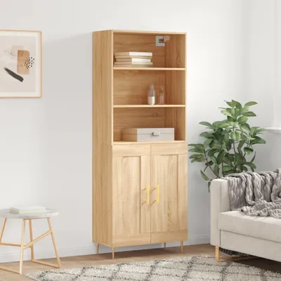 Produktbild von "Rabatt" Mehrzweckschrank/Vitrine/ Highboard - Modernes Design - Sonoma-Eiche 69,5x34x180 cm Holzwerkstoff - Kommoden CC8233