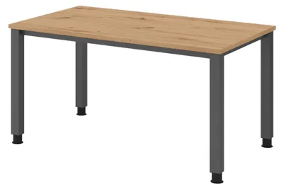 Produktbild von bümö Schreibtisch Serie-Q - Nachbildung: Asteiche, Gestell: Graphit, Größe:  140 x 80 cm