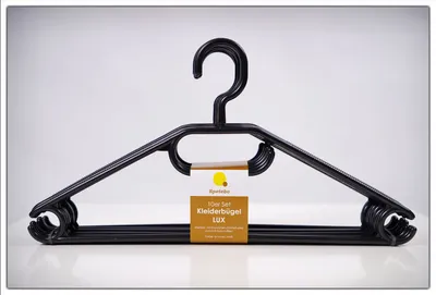 Produktbild von Kunststoff Kleiderbügel mit Hosenstange - schwarz / 50er Pack - Bügel für Jacken Hemanden Blusen mit Kawatten und Gürtel Halter
