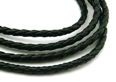 Produktbild von Vintageparts Kunstlederband geflochten Schwarz 1 m 5 mm