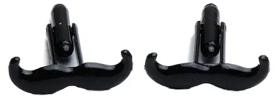 Productafbeelding van Manchetknopen - Zwart met Asymmetrisch Mustache Design
