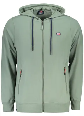 Produktbild von Grünes Herren Kapuzensweatshirt mit Reißverschluss und Applikation