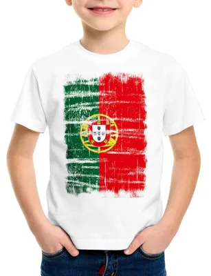 Produktbild von BaumwolleCloud Portugal Vintage Flagge Kinder T-Shirt EM WM Olympia