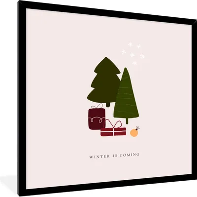 Produktbild von MuchoWow® Gerahmtes Poster Weihnachtsbäume - Geschenke - Winter - Zitat 40x40 cm - Poster mit Schwarzem Bilderrahmen Wandposter Rahmen Foto Bilder - Mit Rahmen - Wanddekoration Schlafzimmer