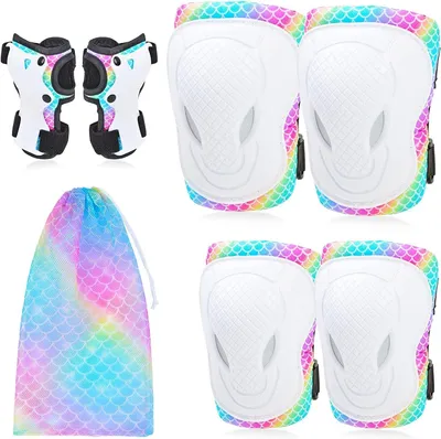 Produktbild von Knieschützer und Ellenbogenschützer Kinder Set, 7-in-1 Sicherheitsset, für Skaten und Scooterfahren, Einhorn