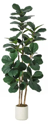 Obrázok produktu pre Umelý fikús lyrata (Ficus Lyrata), 150 cm – zelený – realistická izbová rastlina do interiéru, kancelárie a na terasu, nevyžaduje údržbu