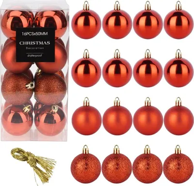Obrázek produktu pro Nerozbitné červené vánoční ozdoby, 5 cm, sada 16 kusů