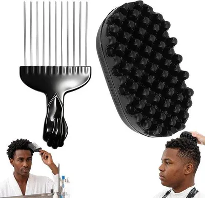 Productafbeelding van 2 stuks haarborstel, twistspons, afro haarspons