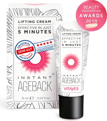 Produktbild von VITAYES Instant Ageback, Soforteffekt gegen Falten, Tränensäcke und schlaffe Haut, Anti-Aging Lifting Creme, Faltencreme, 15 ml