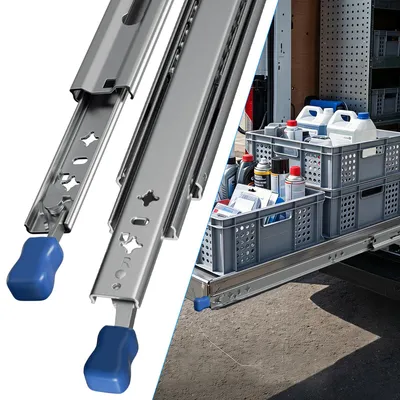 Obrázek produktu pro Eikuavons, nosné kolejnice pro zásuvky, délka 1150 mm, nosnost 78 kg, plný výsuv, s aretací, 2 kusy