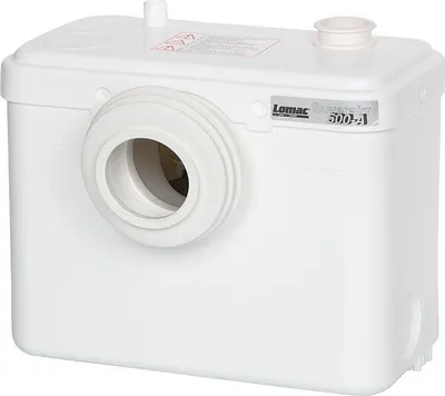 A white SFA SANIBROY Lomac Suverain 500-A Fäkalienhebeanlage WC Hebeanlage Hecksler is shown against a white background.